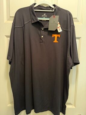 Antigua Men’s Black Polo with Orange 'T' Logo